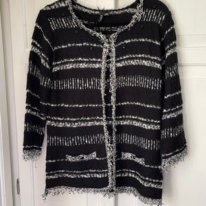 Ethyl Black & White One Button Cardigan